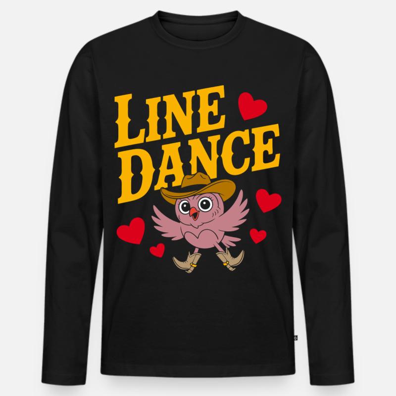 Linedance Eule mit Hut - Männer Premium Bio Langarmshirt - Schwarz