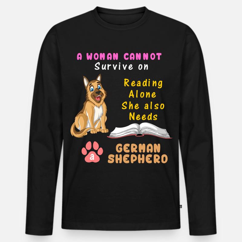 Buch Liebhaber Deutscher Schäferhund - Männer Premium Bio Langarmshirt - Schwarz