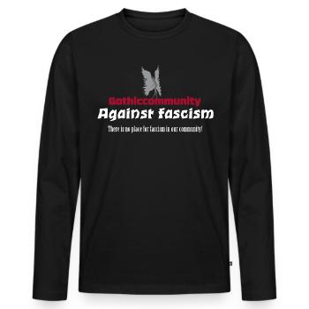 Contrele fascisme - T-shirt manches longues Premium bio Homme - noir - Devant - Nico (187cm)