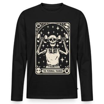 Fitness Trainer The Personal Trainer Tarot Card - Men's Premium Organic Long Sleeve Shirt - black - Front - Nico (187cm)