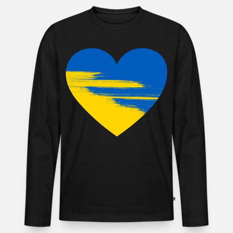 Ukraine Herz - Männer Premium Bio Langarmshirt - Schwarz