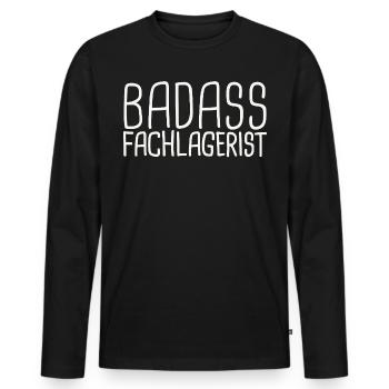 Warehouse clerk Badass - Men's Premium Organic Long Sleeve Shirt - black - Front - Nico (187cm)