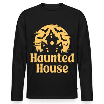 Haunted House - Men's Premium Organic Long Sleeve Shirt - black - Front - Nico (187cm)