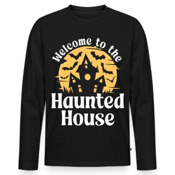 Bienvenue à la maison hantée - T-shirt manches longues Premium bio Homme - noir - Devant - Nico (187cm)