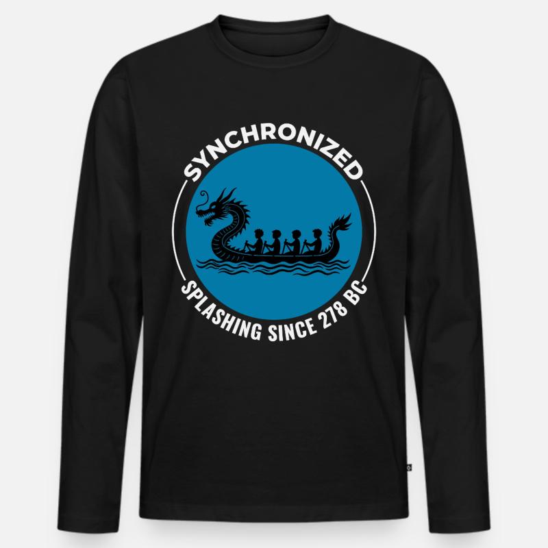 Synchronisiertes Paddeldesign - Männer Premium Bio Langarmshirt - Schwarz