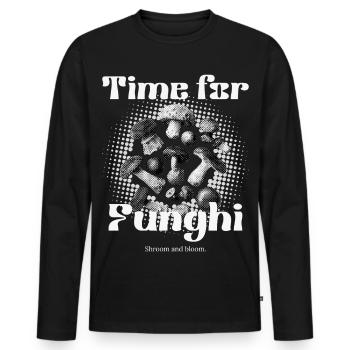 Time for Funghi - Pilze und Herbst - Männer Premium Bio Langarmshirt - Schwarz - Vorne - Nico (187cm)