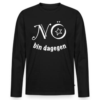 NÖ - BIN DAGEGEN - Männer Premium Bio Langarmshirt - Schwarz - Vorne - Nico (187cm)