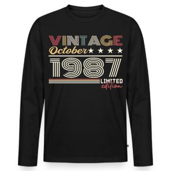 October 1987 Retro Birthday 1987 October 1987 - Men's Premium Organic Long Sleeve Shirt - black - Front - Nico (187cm)