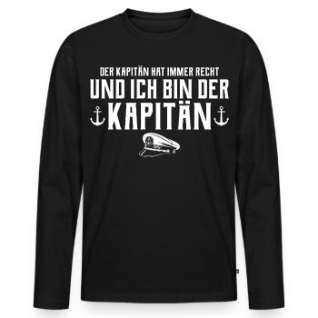 Le capitaine d'un bateau à moteur a toujours raison - Marin - T-shirt manches longues Premium bio Homme - noir - Devant - Nico (187cm)