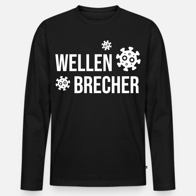 Wellenbrecher - Männer Premium Bio Langarmshirt - Schwarz