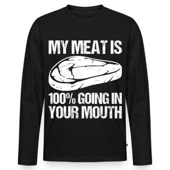 Grilling Meat Cooking BBQ Grill Cook Bake - Men's Premium Organic Long Sleeve Shirt - black - Front - Nico (187cm)