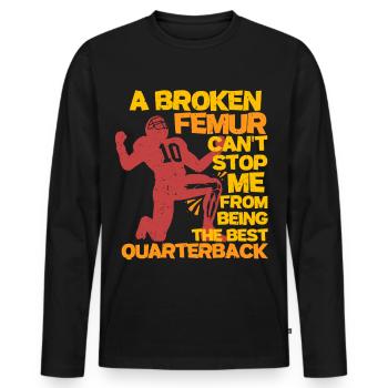 Beinbruch Gebrochener Oberschenkel Quarterback - Männer Premium Bio Langarmshirt - Schwarz - Vorne - Nico (187cm)