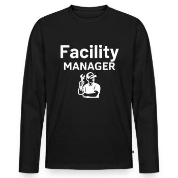 Gestionnaire d’installations - T-shirt manches longues Premium bio Homme - noir - Devant - Nico (187cm)