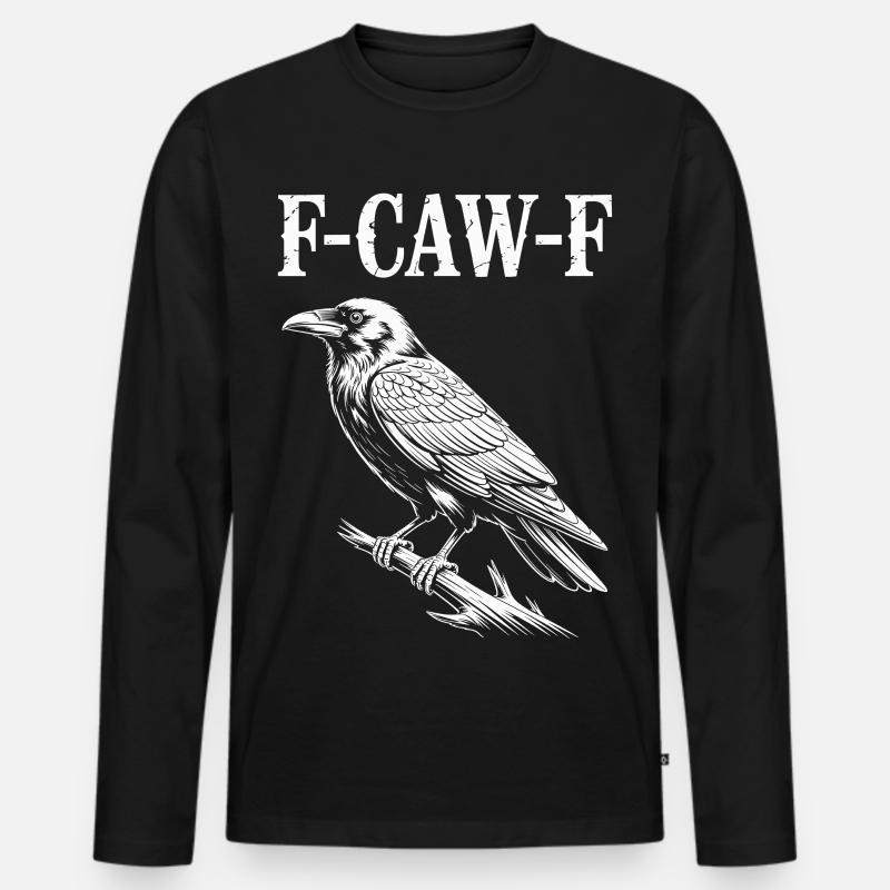 F-Caw-F Meme Krähe - Männer Premium Bio Langarmshirt - Schwarz