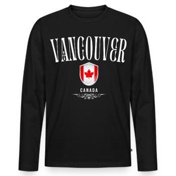 Vancouver Canada, Vancouver souvenir - Men's Premium Organic Long Sleeve Shirt - black - Front - Nico (187cm)
