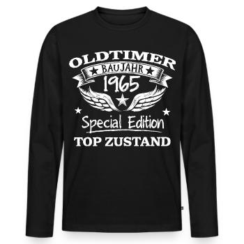 Vintage Baujahr 1965 Retro Design Geschenk - Männer Premium Bio Langarmshirt - Schwarz - Vorne - Nico (187cm)