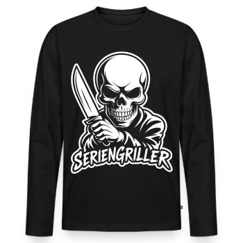 Série Griller - Squelette avec couteau - T-shirt manches longues Premium bio Homme - noir - Devant - Nico (187cm)