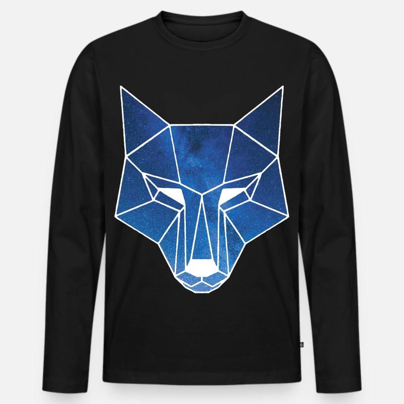Galaktischer Wolfskopf - Männer Premium Bio Langarmshirt - Schwarz