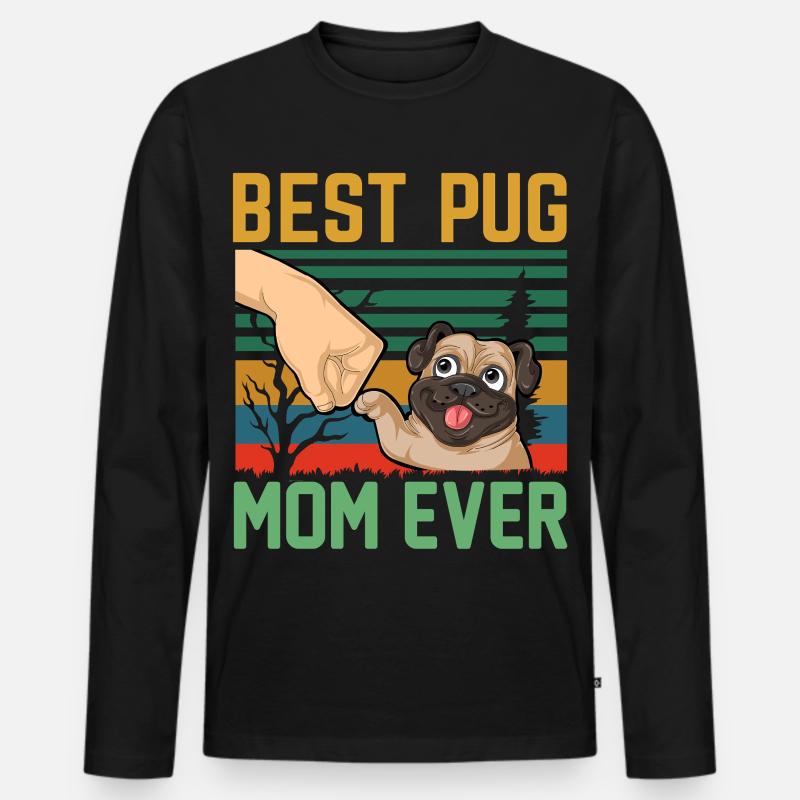 Beste Mopsmutter aller Zeiten Retro - Männer Premium Bio Langarmshirt - Schwarz
