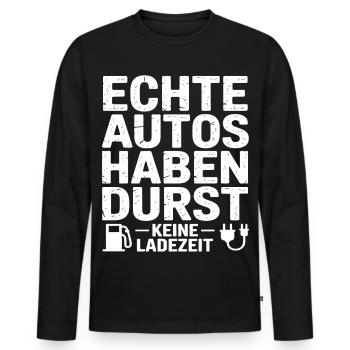 Benzin Autos - Männer Premium Bio Langarmshirt - Schwarz - Vorne - Nico (187cm)