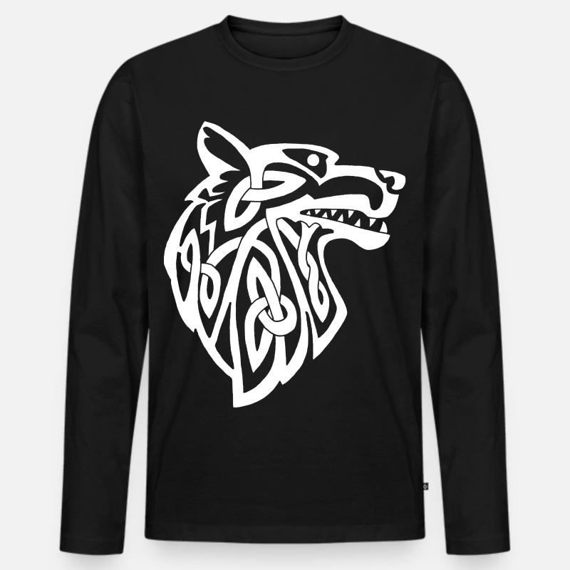 Wikinger Weißer Wolf - Männer Premium Bio Langarmshirt - Schwarz