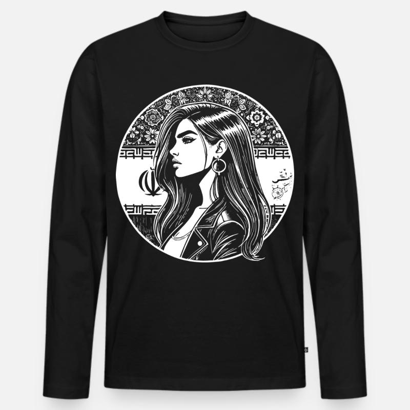 Perserin Design – Stolz & Eleganz - Männer Premium Bio Langarmshirt - Schwarz