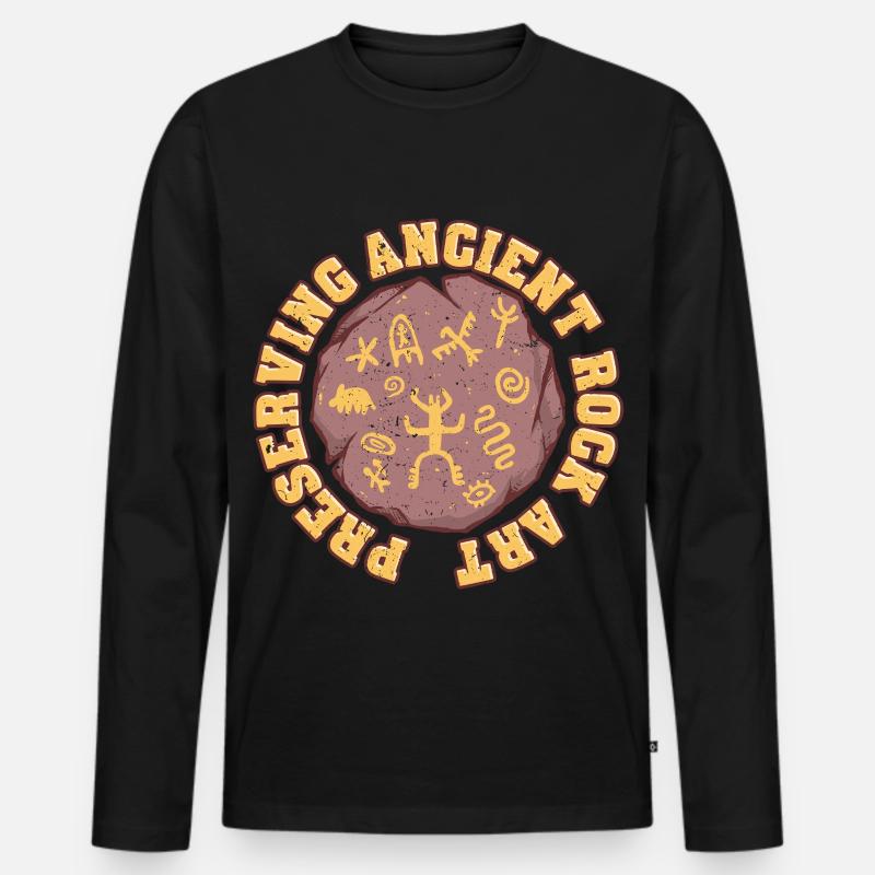Petroglyphe Petroglyphen Piktogramme - Männer Premium Bio Langarmshirt - Schwarz