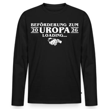 Schwangerschaft verkünden - Werdender Uropa 2026 - Männer Premium Bio Langarmshirt - Schwarz - Vorne - Nico (187cm)