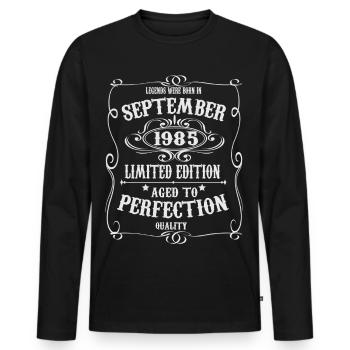 Legends were born in September 1985 - Men's Premium Organic Long Sleeve Shirt - black - Front - Nico (187cm)