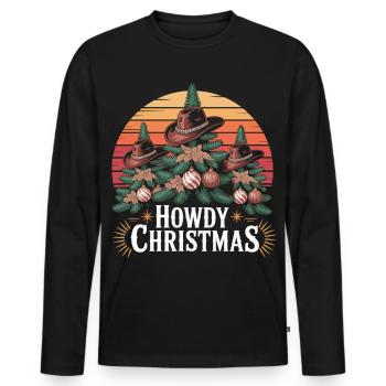 Howdy Christmas Cowboy Shirt - Männer Premium Bio Langarmshirt - Schwarz - Vorne - Nico (187cm)