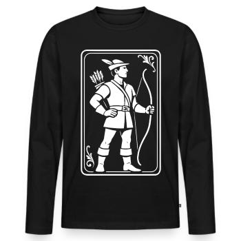 Archer de tir à l’arc Archer classique - T-shirt manches longues Premium bio Homme - noir - Devant - Nico (187cm)