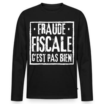 STEUERBETRUG IST NICHT GUT - Männer Premium Bio Langarmshirt - Schwarz - Vorne - Nico (187cm)