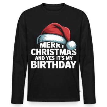 Chemise de Noël et d’anniversaire - T-shirt manches longues Premium bio Homme - noir - Devant - Nico (187cm)