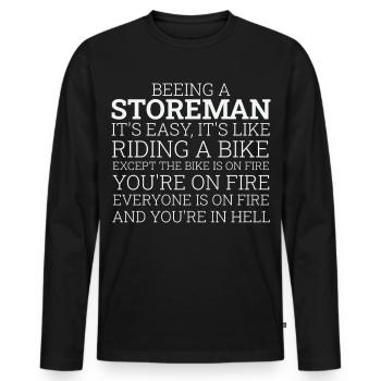Storeman Riding A Bike - Männer Premium Bio Langarmshirt - Schwarz - Vorne - Nico (187cm)