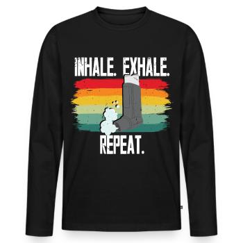 Asthme Asthmatiques Inspirer Expirer Répéter - T-shirt manches longues Premium bio Homme - noir - Devant - Nico (187cm)