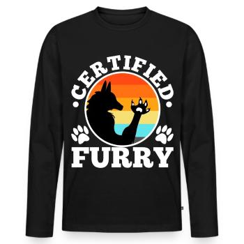 Certified furry - Männer Premium Bio Langarmshirt - Schwarz - Vorne - Nico (187cm)