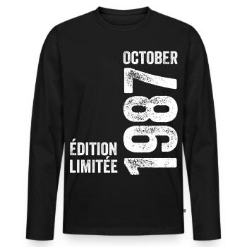 Legends October 1987 Vintage October 1987 Retro - Men's Premium Organic Long Sleeve Shirt - black - Front - Nico (187cm)