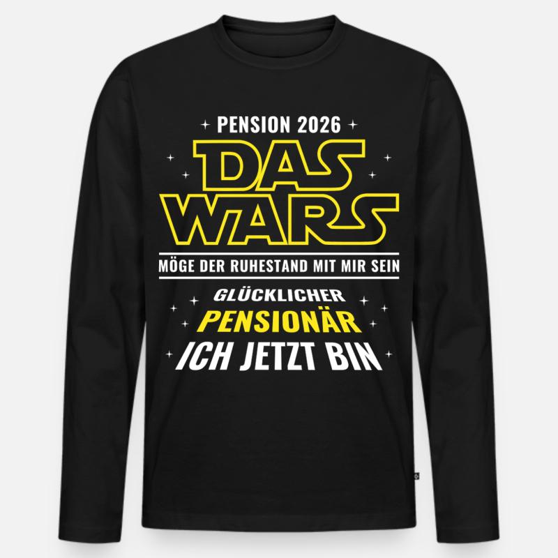 Pension 2026 Das wars - Glücklicher Pensionär - Männer Premium Bio Langarmshirt - Schwarz