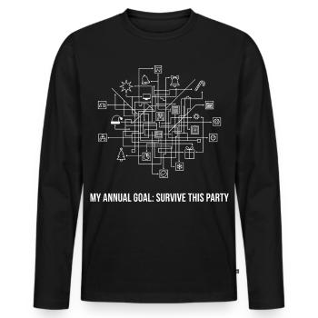 My goal for the year: Survive this party - Men's Premium Organic Long Sleeve Shirt - black - Front - Nico (187cm)