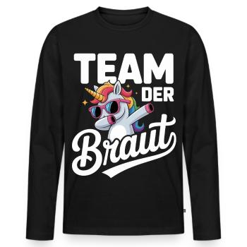 Team der Braur Einhorn Design mit Sonnenbrille - Männer Premium Bio Langarmshirt - Schwarz - Vorne - Nico (187cm)