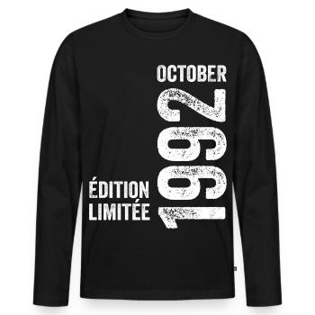 Légendes Octobre 1992 Millésime Octobre 1992 Rétro - T-shirt manches longues Premium bio Homme - noir - Devant - Nico (187cm)