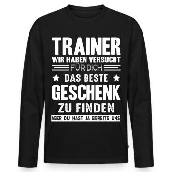 Trainer Geschenk Coach Mannschaft Team - Männer Premium Bio Langarmshirt - Schwarz - Vorne - Nico (187cm)
