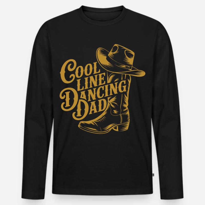 Linedancing Papa Design - Männer Premium Bio Langarmshirt - Schwarz