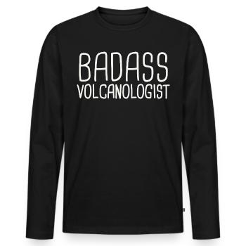 Volcanologist Badass Volcanology - Men's Premium Organic Long Sleeve Shirt - black - Front - Nico (187cm)