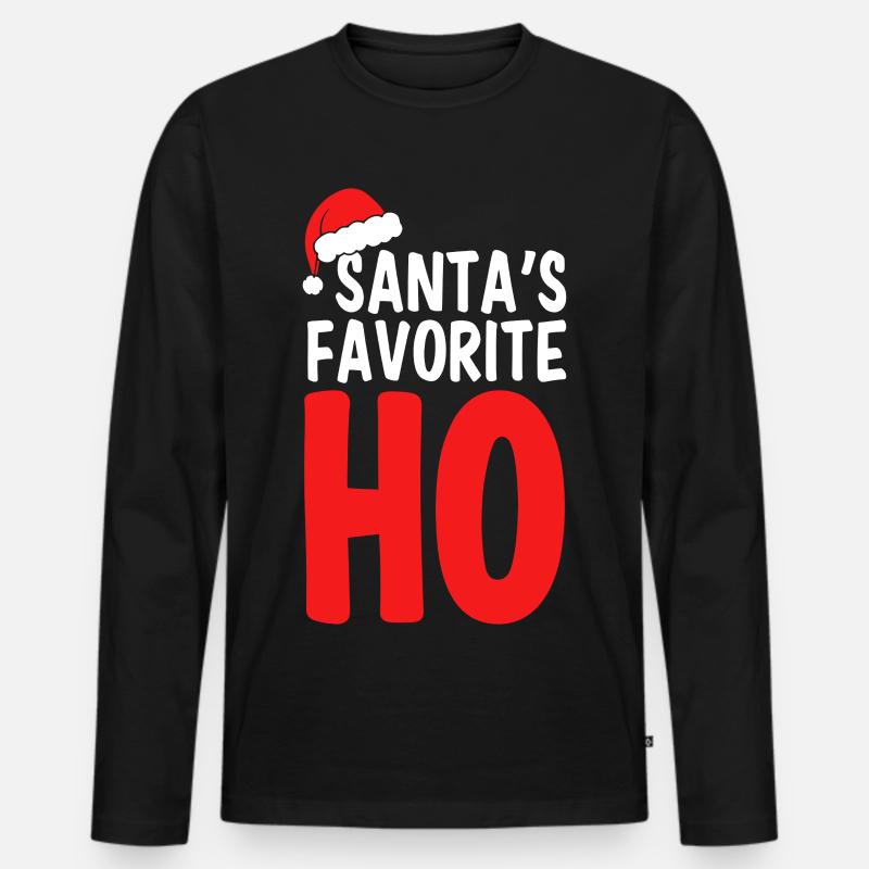 Santa's Favorite Ho - Frecher Spruch - Männer Premium Bio Langarmshirt - Schwarz