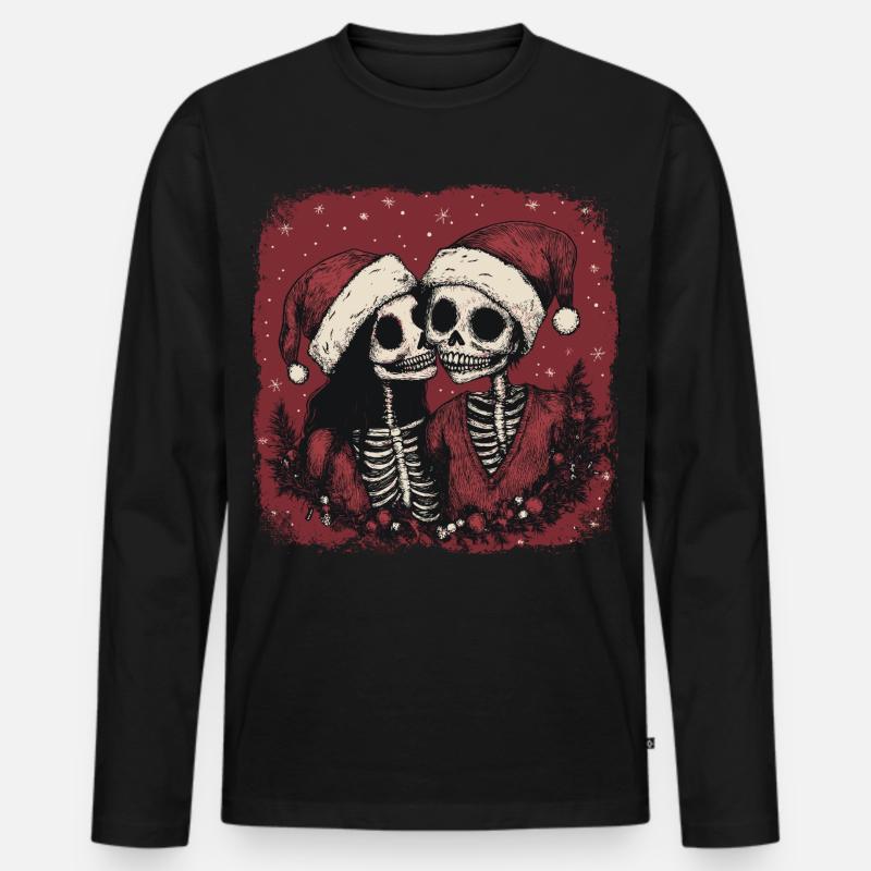 Zombie Paar feiert Weihnachten - Männer Premium Bio Langarmshirt - Schwarz