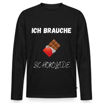 Chocolate Shirt – I Need Chocolate - Men's Premium Organic Long Sleeve Shirt - black - Front - Nico (187cm)