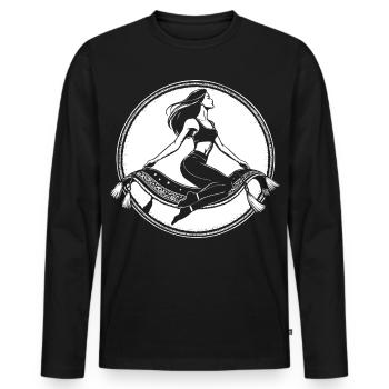 Fliegender Teppich Design – Magischer Orient - Männer Premium Bio Langarmshirt - Schwarz - Vorne - Nico (187cm)