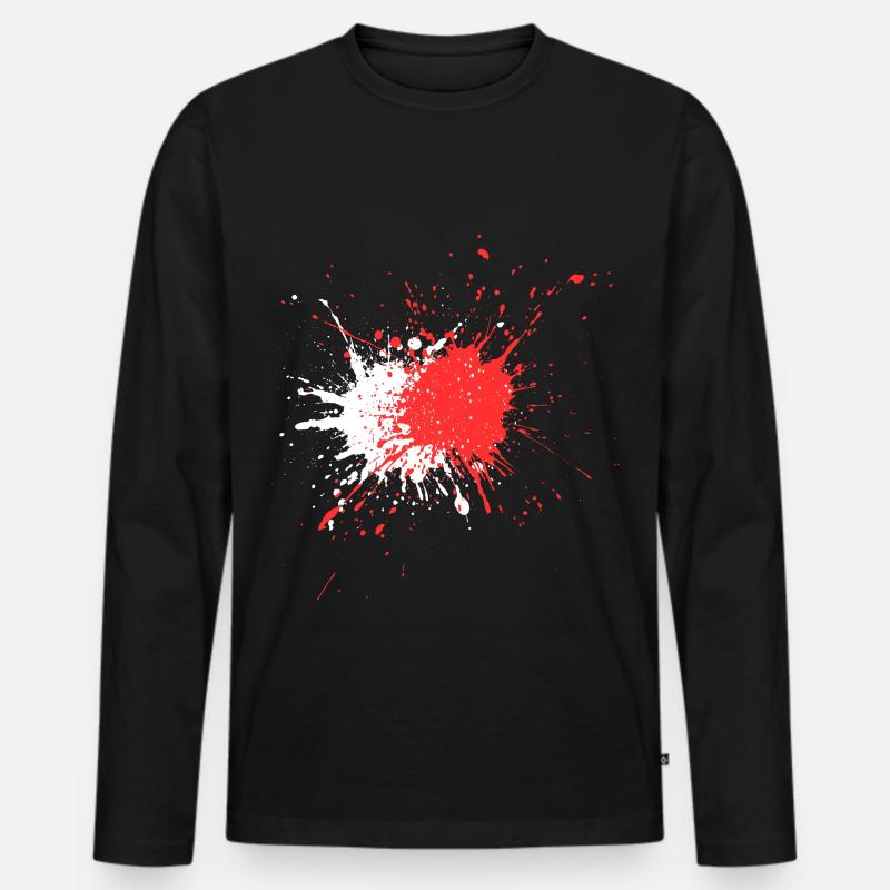Abstrakter Blutspritzer Druck - Männer Premium Bio Langarmshirt - Schwarz