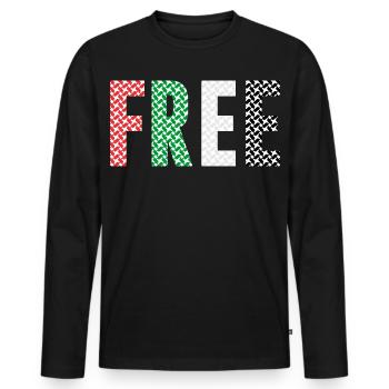 Palestine libre - T-shirt manches longues Premium bio Homme - noir - Devant - Nico (187cm)